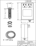 Westbrass ASB-2B3-26 Disposal Air Switch and Dual Outlet Control Box, , Polis...