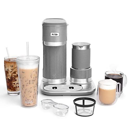 Mr. Coffee 4-in-1 Single-Serve Latte Lux, Iced, and Hot 16 oz, Grey