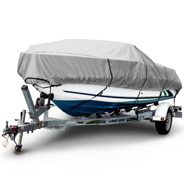 Budge B-601-X3 600 Denier V-Hull Runabout/Bass Boat Cover Gray 16' - 18' Long...