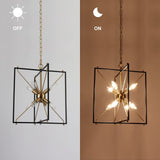 Durent Lighting Modern Chandelier Light Fixture, 8-Light Black and Gold Geome...