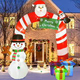 OurWarm 8FT Christmas Inflatables Candy Cane Archway, Santa Penguin and Snowm...