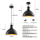 Black Pendant Light 2 Packs, Kitchen Pendant Light, Farmhouse Pendant Light, ...