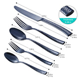 Silverware Set Black Hammered Pattern Flatware Cutlery Stainless Steel Utensi...