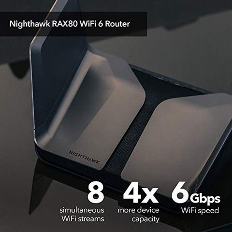 NETGEAR Nighthawk 8-Stream AX8 Wifi 6 Router (RAX80) &#8211; AX6000 Wireless Spe