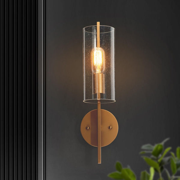 Uolfin Gold Sconce, Modern Wall Mount Sconce Lighting with Seeded Glass Shade...