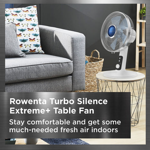 Rowenta, Desk Fan, Turbo Silence Table Fan, 12 Inches, Ultra Quiet Fan for Be...