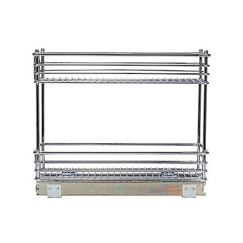 Household Essentials Narrow Sliding Cabinet Organizer, Two Tier 7", Chrome