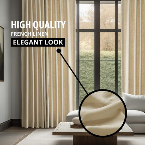 HPD HALF PRICE DRAPES French Linen Curtains 96 Inches Long Room Darkening Cur...