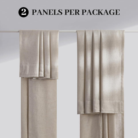 Linen Curtains 96 Inch Long - Semi Sheer Light Filtering Privacy Protection W...