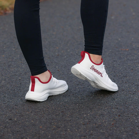 FOCO Women's NCAA Team Logo Athletic Shoes Sneakers Oklahoma Sooners 8 White