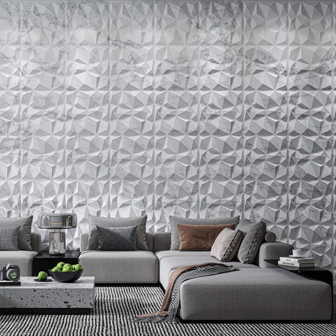 Art3d Textures 3D Wall Panels Glossy White Marble Diamond Design for Interior...