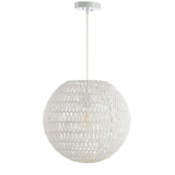 JONATHAN Y JYL6503A Luna 15.7" Woven Rattan Orb LED Pendant Minimalist Modern...