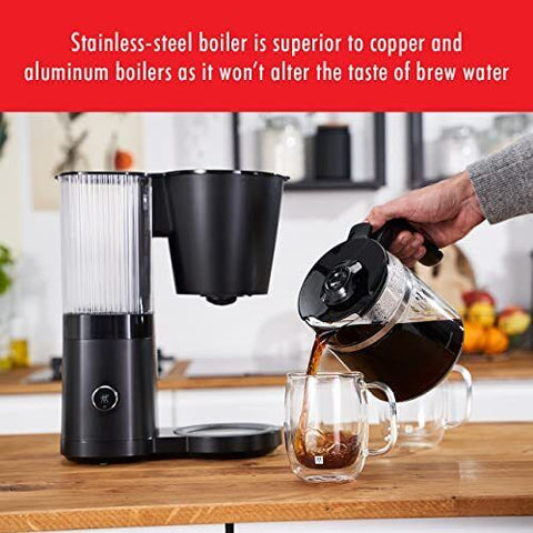 ZWILLING Enfinigy Glass Drip Coffee Maker 12 Cup, Awarded the 12 cup, Black