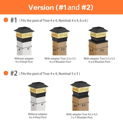 Modern Solar Post Cap Lights #1 (fits The Post of True 4x4, Nominal 4x4 & 6x6...