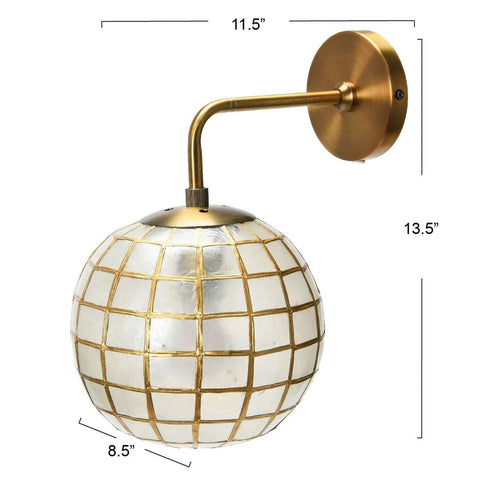 Creative Co-Op DF4647 Metal Princess Capiz Wall Lamp Sconce, Brass