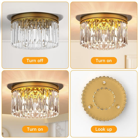 Flush Mount Ceiling Light, Crystal Ceiling Light, Modern Crystal Chandelier C...