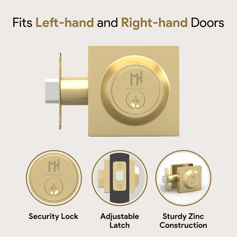 Mega Handles - ROBELL Deadbolt 2 Pack I Entry Deadbolt Lock - Heavy Duty Squa...