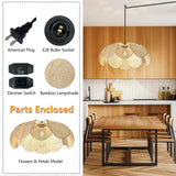 Plug in Pendant Light Rattan Hanging Lamp with Dimmable Switch,15ft Hemp Rope...