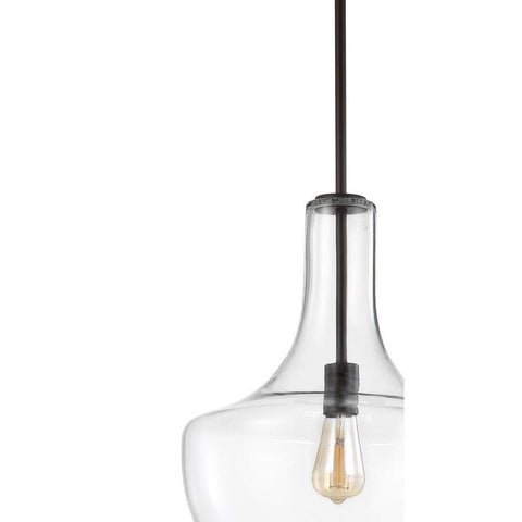 JONATHAN Y JYL6401B Watts 13.25" Glass/Metal LED Pendant Farmhouse Contempora...