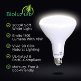 Bioluz BR40 LED Light Bulb 90 CRI Light Bulbs - Dimmable Flood Light (Uses 16...