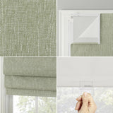 Sun Zero Preble Textured 100% Blackout Cordless Roman Shade, 31" x 64", Sage ...