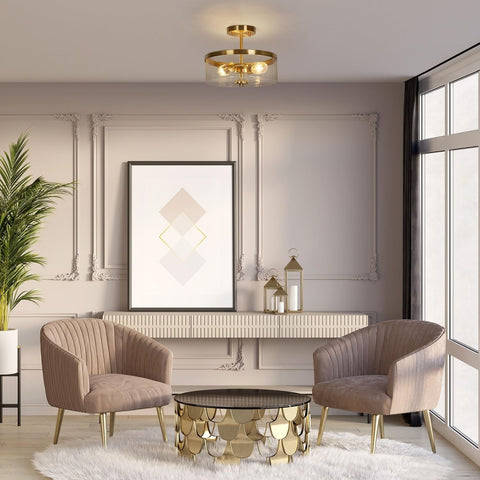 classy leaves Semi Flush Mount Ceiling Light, Modern Gold Ceiling Light Fixtu...