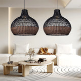 Arturesthome Rattan Pendant Lights, Wicker Chandelier Boho Basket Lighting Fi...