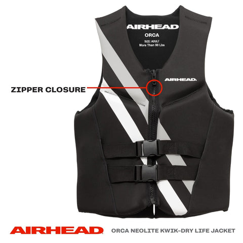 Airhead Orca Neoprene Kwik-Dry Neolite Life Jacket, USCG Approved Adult, Yout...