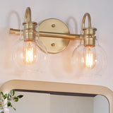 LALUZ Bathroom Light Fixtures, 2-Light Gold Bathroom Vanity Light with Globe ...