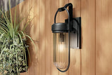 Kichler Brix 1-Light Textured Black Luxe Industrial Outdoor Wall Light with R...