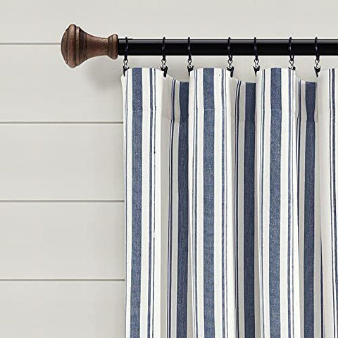 Lush Decor Farmhouse Stripe Yarn Dyed Eco-Friendly 42"W x 108"L, Navy