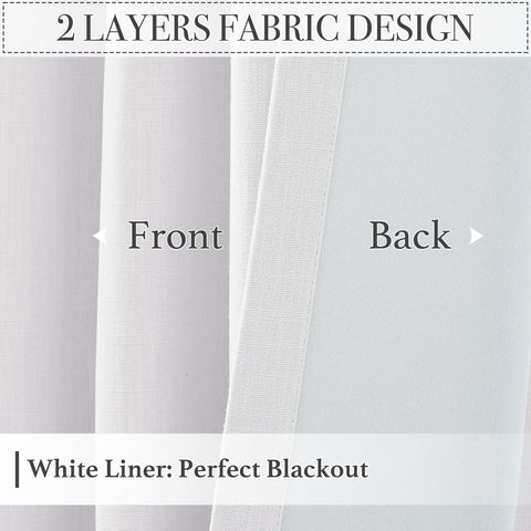 KGORGE White Faux Linen Curtains 96 inches Long, Pinch Pleated Thick Linen We...