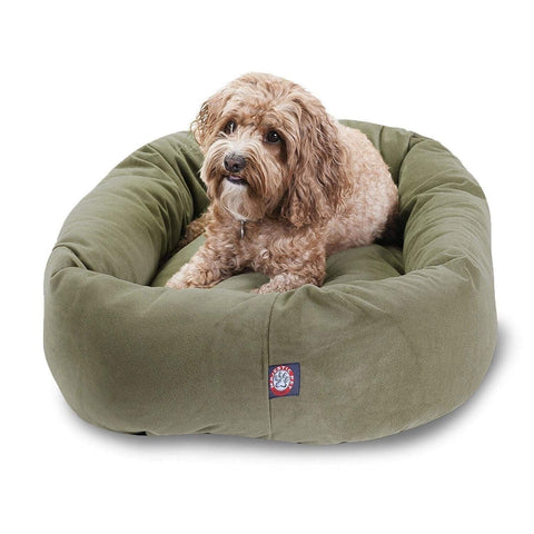 Majestic Pet 32 Inch Suede Calming Dog Bed Washable &#8211; Cozy Soft Round Dog