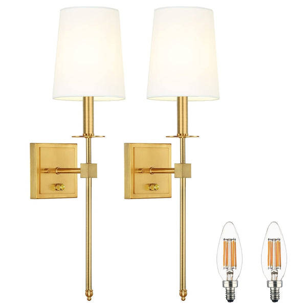 Untrammelife Gold Wall Sconces Set of Two, Farmhouse Sconces Wall Lighting wi...