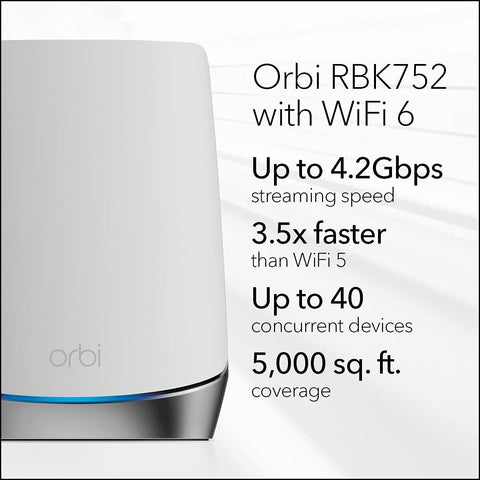 NETGEAR Orbi Whole Home Tri-band Mesh WiFi 6 System (RBK752) – Router 2 Pack