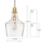 Hampton Hill Auburn Modern Glass Pendant Light Fixtures for 0, Gold/Clear