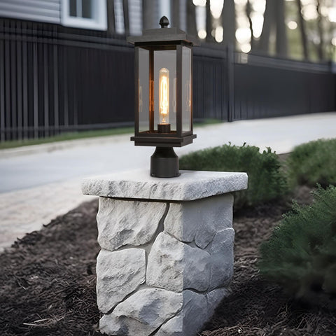 classy leaves Outdoor Post Lights, Black Farmhouse Lamp Post Light Fixture, W...