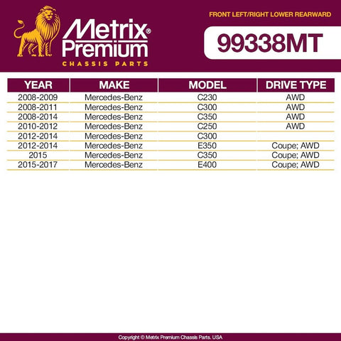 Metrix Premium Chassis Parts - Front Left & Right Lower Rearward Control Arm ...