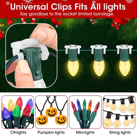 Strong Magnetic Christmas Light Clips for Metal Roof, 105 Pack C6/C7/C9 Socke...