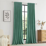 PRIMROSE Velvet Curtains 96 inch Long for Living Room,Set of 2 Panels Turquoi...