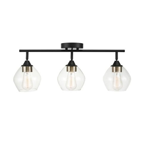 Globe Electric 59619 Harrow 3-Light Track Lighting, Matte Black, Antique Bras...