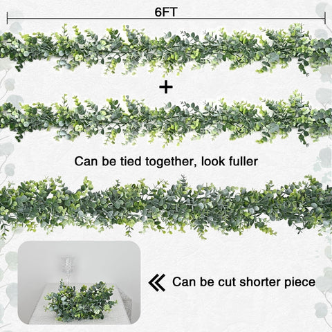 BLEUM CADE 9 Pack Eucalyptus Garland with Lights, 5.9 Ft/pcs Artificial Green...