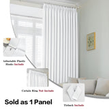 MAIHER Pure White 96 Inches Long Total Blackout Faux Linen Pleated Curtain wi...