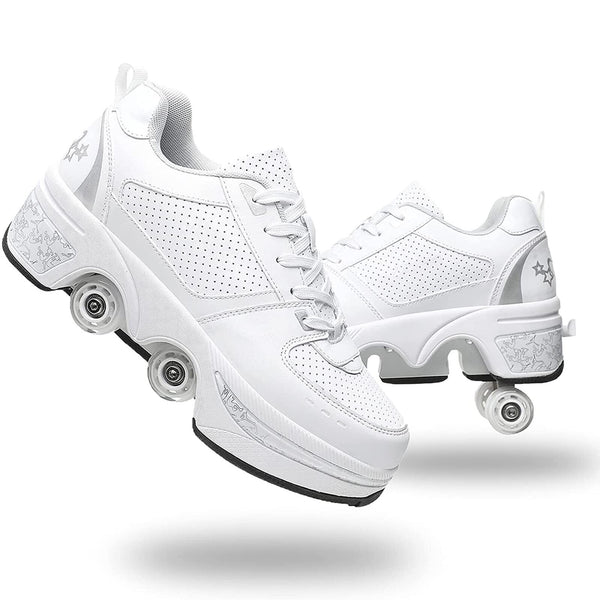 Double-Row Deform Wheel Automatic Walking Shoes Invisible Deformation Roller ...