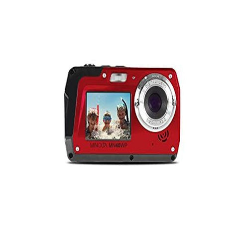 Minolta 48 MP Dual Screen Waterproof Digital Camera MN40WP compact, Red