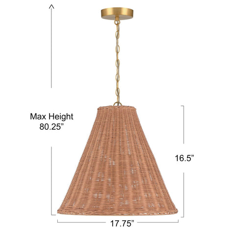 Creative Co-Op Rattan Taper Pendant Light, Natural 18" x 17"