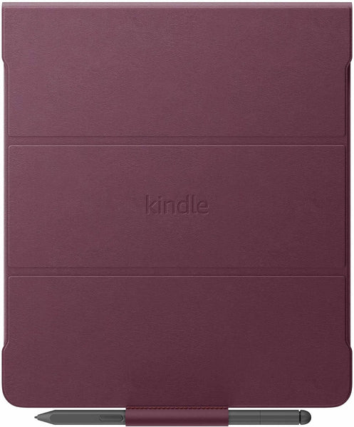 Amazon Kindle Scribe Leather Folio Cover with Magnetic Attach, Sleek Burgundy