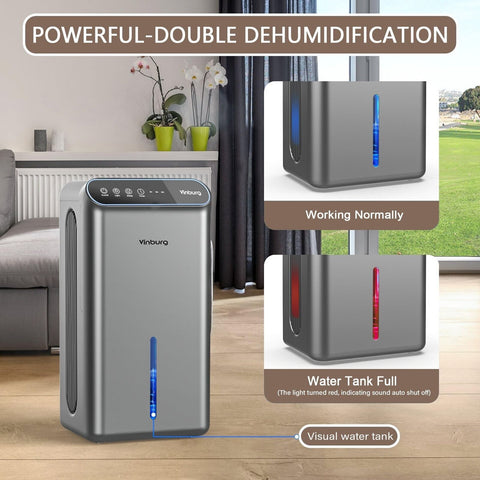 Home Dehumidifier, Dehumidifiers for Basement with Drain Hose 85 OZ Water Tan...