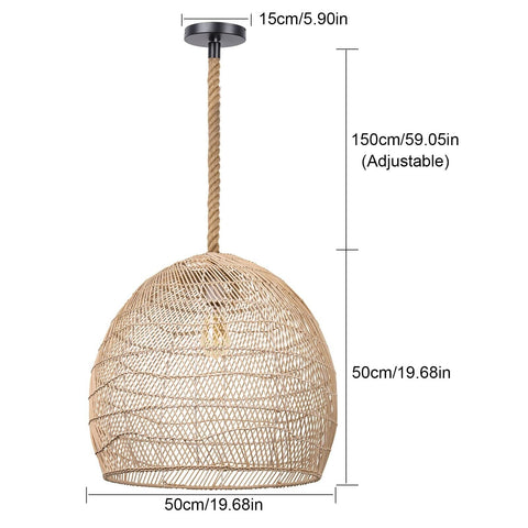 Arturesthome 1 Light Natural Rattan Pendant Light Fixture,Woven Pendant Light...