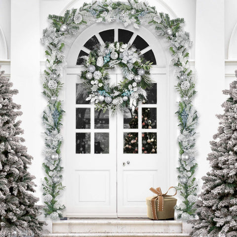 Valery Madelyn 30 Inch Pre-Lit Christmas Wreath for Front Door with Lights, L...